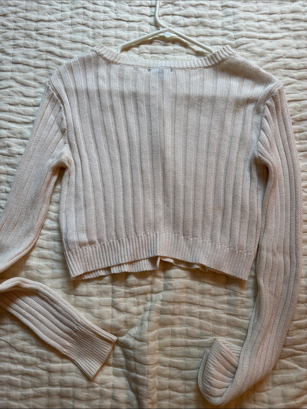 Wild Fable Light Cream Ribbed Button Cardigan - Picture 4 of 5